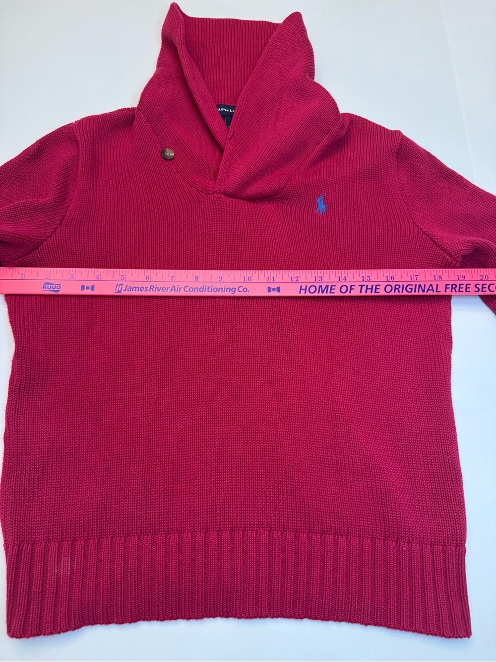 Ralph Lauren Sport Pink Shawl Collar Sweater Fitted Small Y2K Preppy - Picture 4 of 5